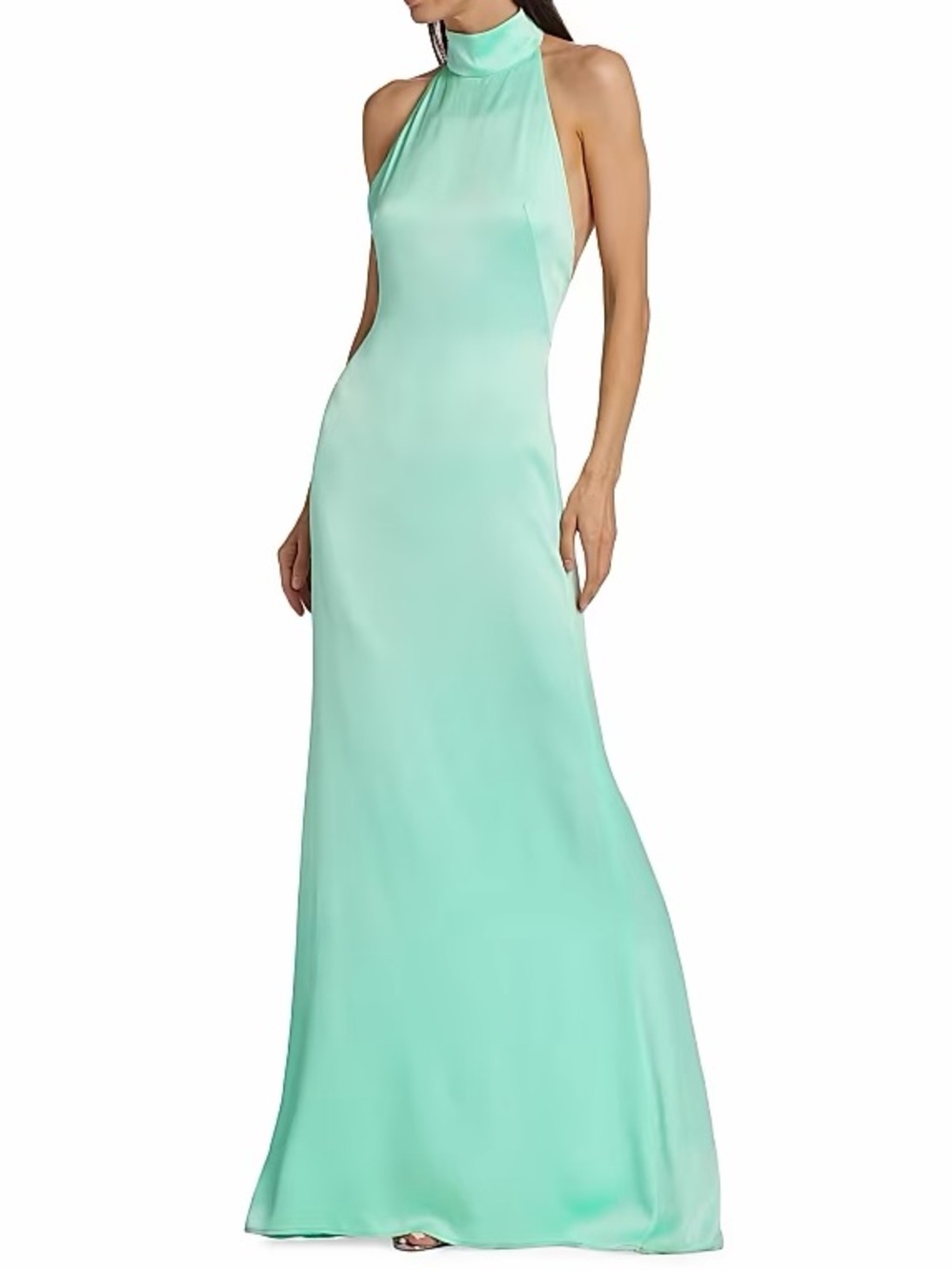 Lapointe Backless Satin Halter Gown Maxi Dress